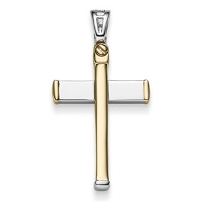 Anhänger Kreuz 33x21,5mm aus 585 Gold Gelbgold Weißgold bicolor Halsschmuck Anhänger Kreuz 33x21,5mm aus 585 Gold Gelbgold Weißgold bicolor Halsschmuck