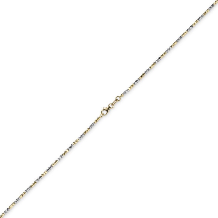 1,8mm Kugelarmband 585 Gelbgold Weißgold 21cm