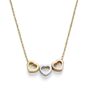 Halskette Collier mit 3 Herzen aus 585 Gold Gelbgold Rotgold Weißgold 40-42cm Halskette Collier mit 3 Herzen aus 585 Gold Gelbgold Rotgold Weißgold 40-42cm