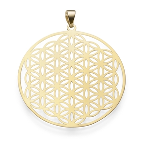 Anhänger Lebensblume mit Ornament Ø35mm 585 Gold Gelbgold rund Halsschmuck
