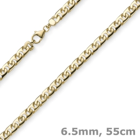 6,5mm Phantasiekette Kette Collier Halskette 585 Gold Gelbgold glänzend 55cm