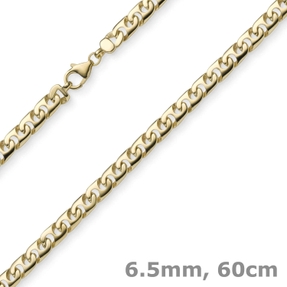 6,5mm Phantasiekette Kette Collier Halskette 585 Gold Gelbgold glänzend 60cm