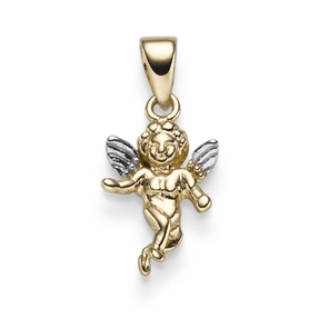 Anhänger Einhänger Engelchen Halsschmuck aus 585 Gold Gelbgold Weißgold bi-color Anhänger Einhänger Engelchen Halsschmuck aus 585 Gold Gelbgold Weißgold bi-color