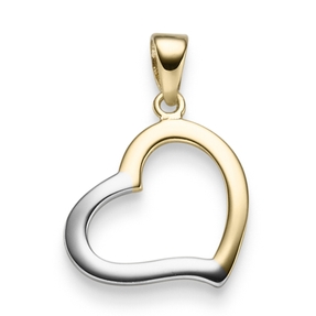 Anhänger Einhänger Herz 15,5mm aus 585 Gold Gelbgold & Weißgold bicolor