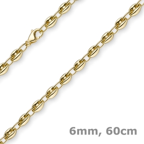 6mm Ankerkette Kette Collier Schiffsanker Halskette aus 585 Gold Gelbgold 60cm