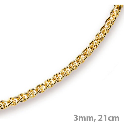 3mm Armband Zopfkette 750 Gold 21cm