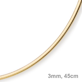 3mm Halsreif Collier Omegareif Omegakette 750 Gold Gelbgold Goldkette 45cm Damen 3mm Halsreif Collier Omegareif Omegakette 750 Gold Gelbgold Goldkette 45cm Damen
