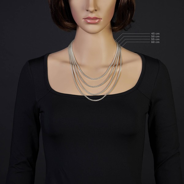 3mm Zopfkette 750 Weißgold 60cm