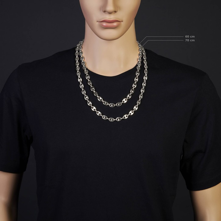 9mm Schiffsanker Kette aus 585 Weißgold 60cm