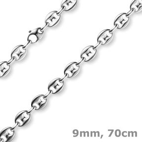 9mm Ankerkette Kette Collier Schiffsanker Halskette aus 585 Gold Weißgold 70cm