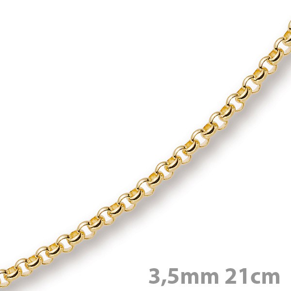 3,5mm Armband Erbskette 750 Gelbgold 21cm