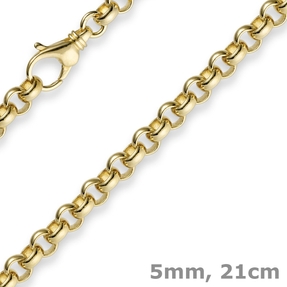 5mm Armband Armkette Erbskette aus 750 Gold Gelbgold 21cm Unisex Goldarmband