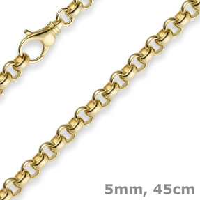 5mm Kette Collier Erbskette aus 750 Gold Gelbgold 45cm, Goldkette