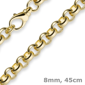 8mm Kette Collier Erbskette aus 750 Gold Gelbgold 45cm Unisex Goldkette 8mm Kette Collier Erbskette aus 750 Gold Gelbgold 45cm Unisex Goldkette