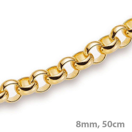 8mm Erbskette 750 Gelbgold 50cm