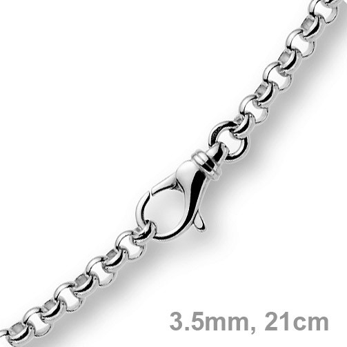 3,5mm Armband Erbskette 750 Weißgold 21cm
