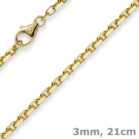 3mm Armband Armkette Ankerkette aus 750 Gold Gelbgold 21cm Herren Goldarmband