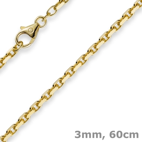 3mm Kette Collier Ankerkette aus 750 Gold Gelbgold 60cm Unisex Goldkette 3mm Kette Collier Ankerkette aus 750 Gold Gelbgold 60cm Unisex Goldkette