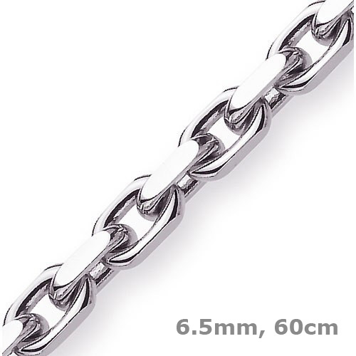 6.5mm Ankerkette aus 750 Weißgold 60cm