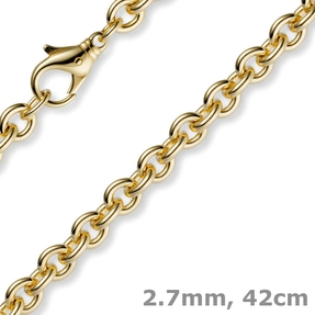 2,7mm Kette Collier Rundankerkette aus 750 Gold Gelbgold, 42cm