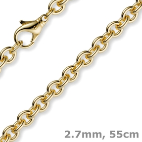 2,7mm Kette Collier Rundankerkette aus 750 Gold Gelbgold, 55cm Unisex 2,7mm Kette Collier Rundankerkette aus 750 Gold Gelbgold, 55cm Unisex