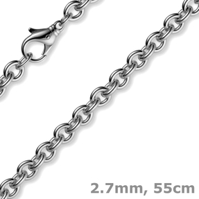 2,7mm Kette Collier Rundankerkette aus 750 Gold Weißgold, 55cm Unisex 2,7mm Kette Collier Rundankerkette aus 750 Gold Weißgold, 55cm Unisex
