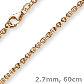 2,7mm Kette Collier Rundankerkette aus 750 Gold Rotgold, 60cm Unisex