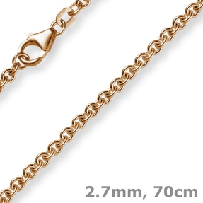 2,7mm Kette Collier Rundankerkette aus 750 Gold Rotgold, 70cm Unisex