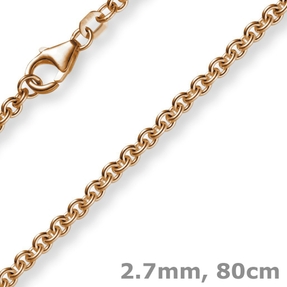 2,7mm Kette Collier Rundankerkette aus 750 Gold Rotgold, 80cm Unisex