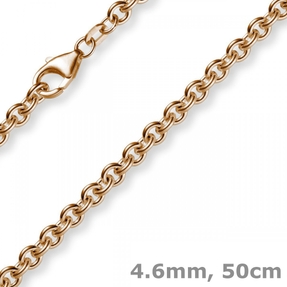 4,6mm Kette Collier Rundankerkette aus 750 Gold Rotgold, 50cm