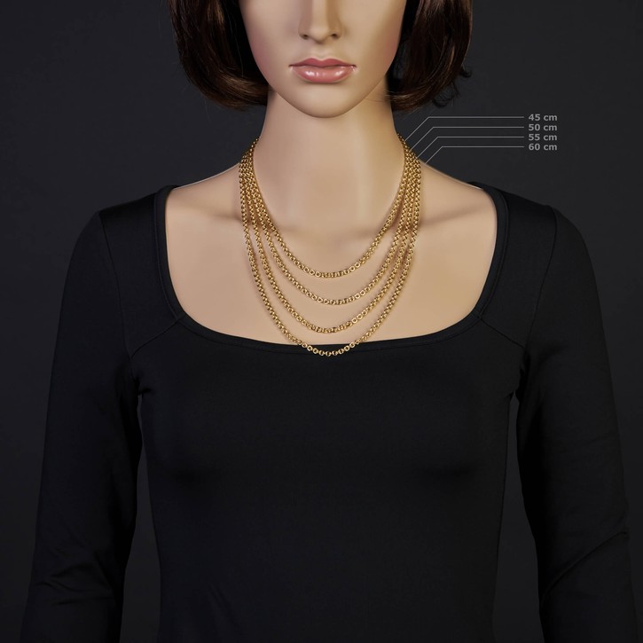 4mm Rund-Ankerkette aus 750 Gelbgold 50cm