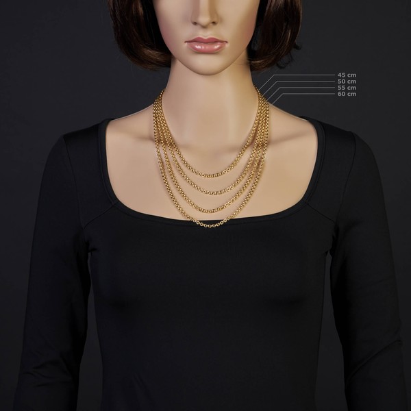 4mm Rund-Ankerkette aus 750 Gelbgold 50cm