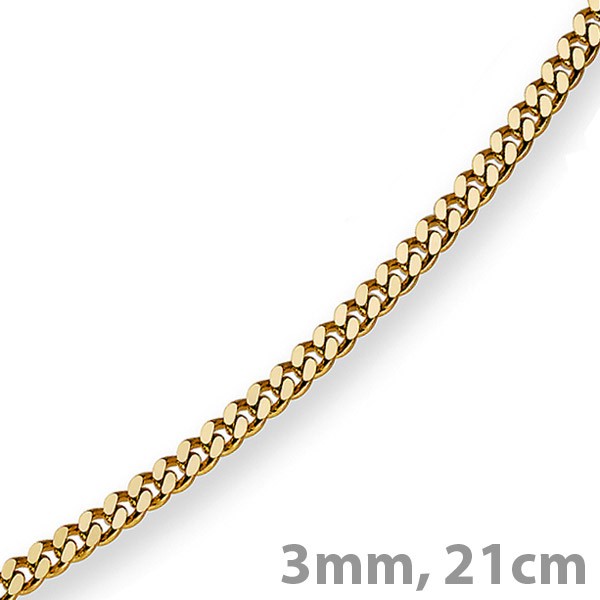 3mm Panzerarmband 750 Gelbgold 21cm