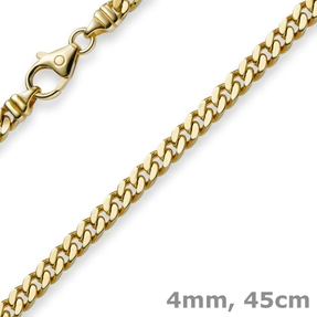 4mm Panzerkette Kette Collier aus 750 Gold Gelbgold Goldkette, 45cm