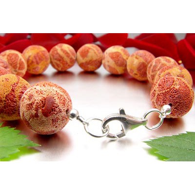 Armband Naturkorallen Schaumkorallen Kugel