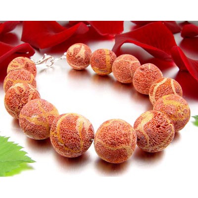 Armband Naturkorallen Schaumkorallen Kugel
