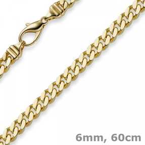 6mm Panzerkette Kette Collier aus 750 Gold Gelbgold Goldkette 60cm Herren