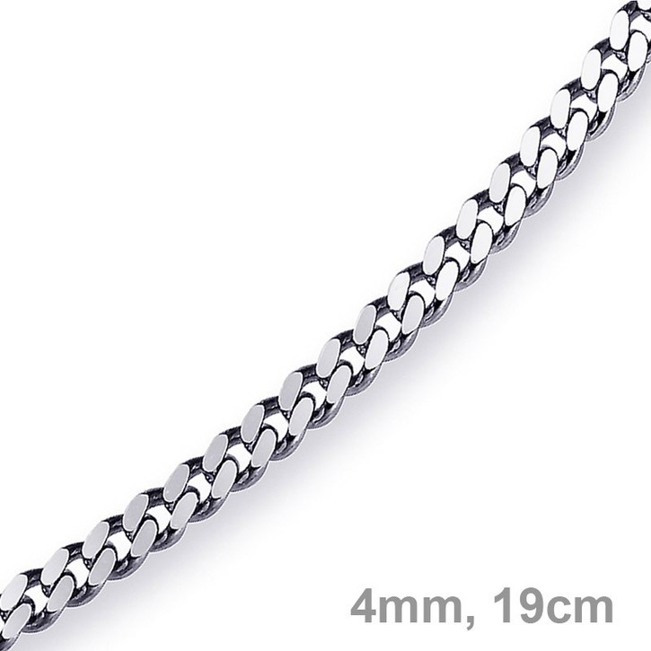 4mm Panzerarmband 750 Weißgold 19cm