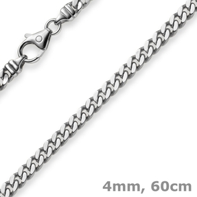 4mm Panzerkette Kette Collier aus 750 Gold Weißgold Goldkette 60cm Unisex