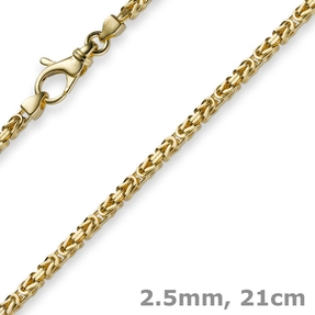 2,5mm Armband Armkette Königskette aus 750 Gold Gelbgold 21cm Unisex