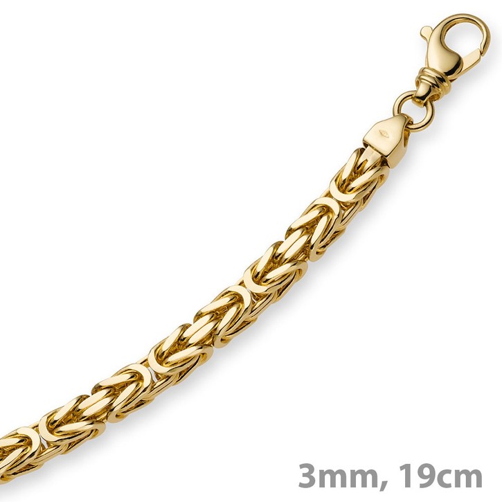 3mm Armband Königskette 750 Gelbgold 19cm