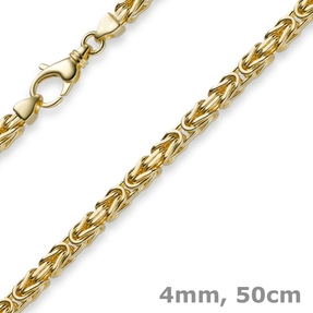4mm Kette Halskette Königskette aus 750 Gold Gelbgold 50cm, Goldkette