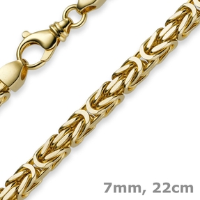 7mm Armband Armkette Königskette aus 750 Gold Gelbgold 22cm massiv 7mm Armband Armkette Königskette aus 750 Gold Gelbgold 22cm massiv