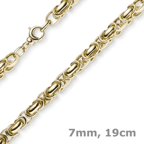 7mm Armband Armkette Königskette aus 585 Gold Gelbgold 19cm rund abgerundet