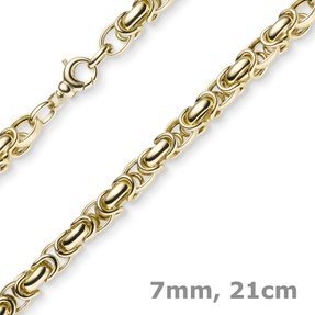 7mm Armband Armkette Königskette aus 585 Gold Gelbgold 21cm rund abgerundet 7mm Armband Armkette Königskette aus 585 Gold Gelbgold 21cm rund abgerundet