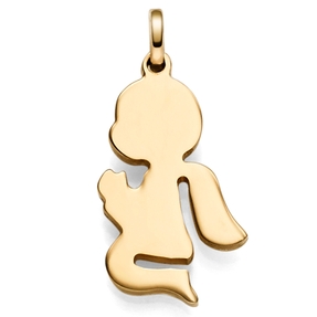 Anhänger Engel Engelchen beim Beten aus 585 Gold Gelbgold Silhouette flach schlicht Anhänger Engel Engelchen beim Beten aus 585 Gold Gelbgold Silhouette flach schlicht