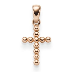 Anhänger Kreuz Kreuzchen aus Kügelchen 19,5x9,5mm 585 Gold Rotgold schlicht