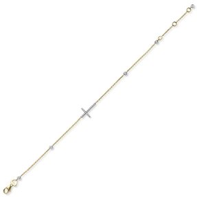 Armband Ankerkette Anhänger Kreuz 39 Diamanten Brillanten 750 Gold bicolor 21cm Armband Ankerkette Anhänger Kreuz 39 Diamanten Brillanten 750 Gold bicolor 21cm