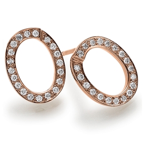 Ohrstecker Ohrringe mit 40 Diamanten Brillanten 0,40ct. oval 750 Gold Rotgold Ohrstecker Ohrringe mit 40 Diamanten Brillanten 0,40ct. oval 750 Gold Rotgold