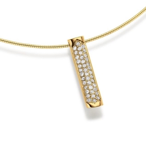 Anhänger 34x6mm Stäbchen mit 40 Diamanten 0,60ct. 750 Gold Gelbgold Anhänger 34x6mm Stäbchen mit 40 Diamanten 0,60ct. 750 Gold Gelbgold